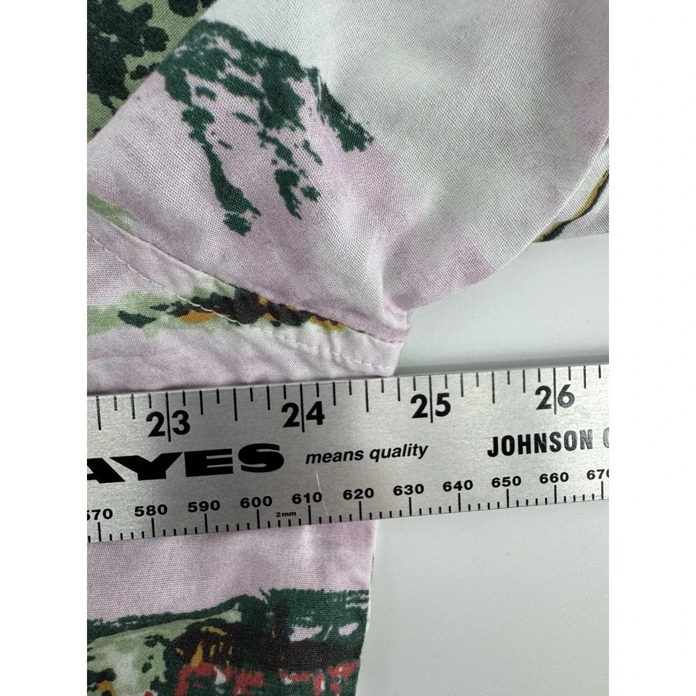 H&M‎ Hawaiian Shirt Men's Size L Cotton Pink Floral Tropical Beach Island Aloha
